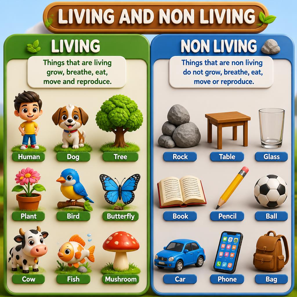 Living vs Non-Living Comparison Banner
